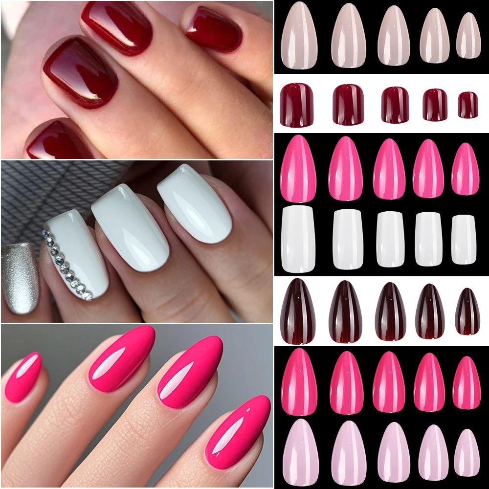 120Pcs Red Short Square Fake Nails Summer Glossy Full Cover Press on Nailtip Acrylic False Fingertip for Women Mother's Day Gift - Hands of Hope