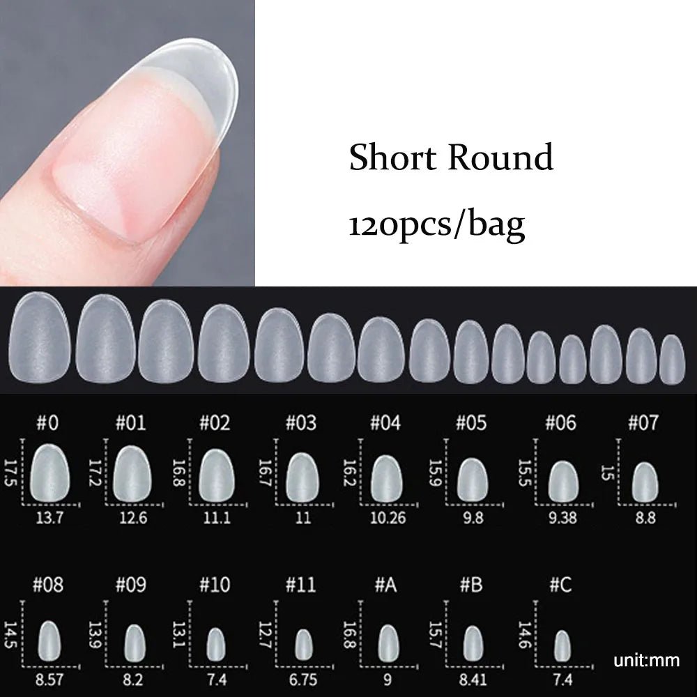120pcs/bag Matte Press On Nail Tips Soft Full Cover False Nails Oval Almond Sculpted Fake Nail - Hands of Hope