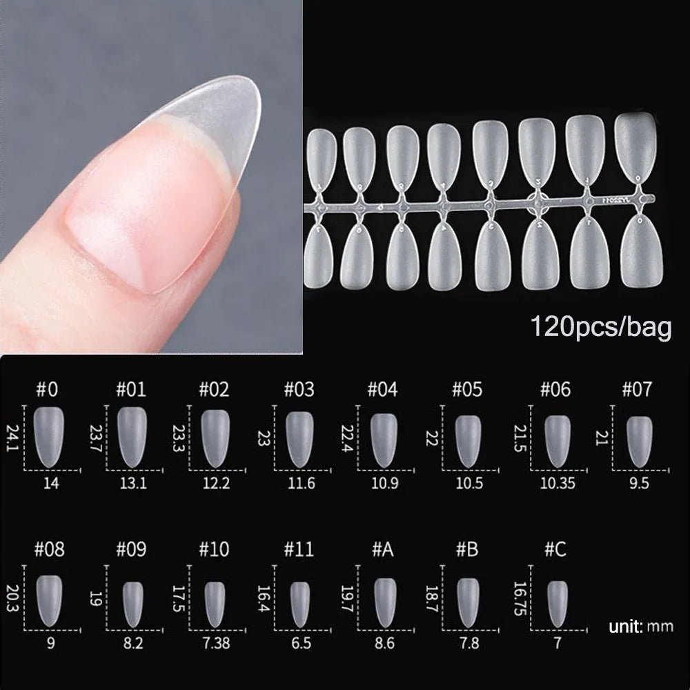 120pcs/bag Matte Press On Nail Tips Soft Full Cover False Nails Oval Almond Sculpted Fake Nail - Hands of Hope