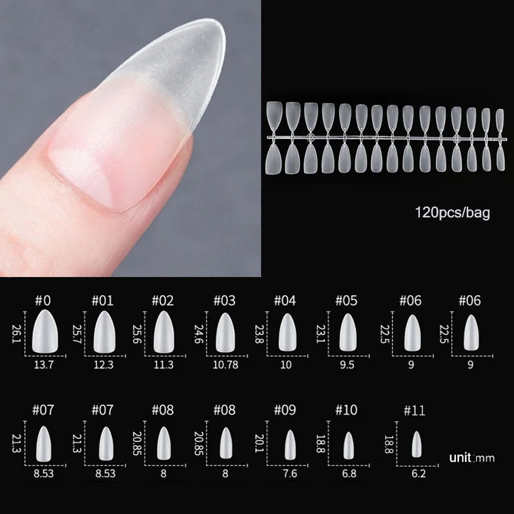 120pcs/bag Matte Press On Nail Tips Soft Full Cover False Nails Oval Almond Sculpted Fake Nail - Hands of Hope