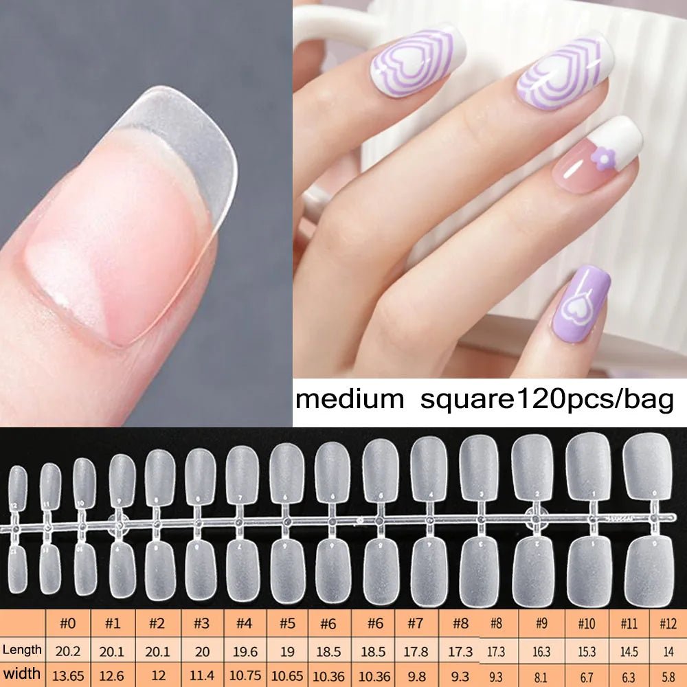 120pcs/bag Matte Press On Nail Tips Soft Full Cover False Nails Oval Almond Sculpted Fake Nail - Hands of Hope