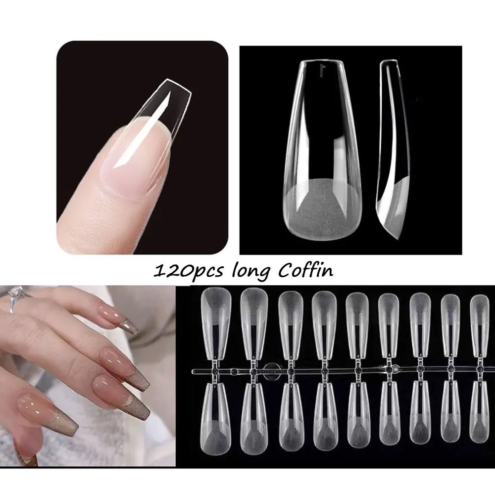 120pcs/bag Matte Press On Nail Tips Soft Full Cover False Nails Oval Almond Sculpted Fake Nail - Hands of Hope