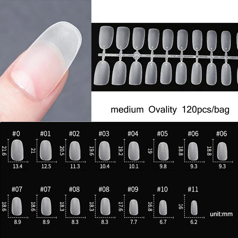 120pcs/bag Matte Press On Nail Tips Soft Full Cover False Nails Oval Almond Sculpted Fake Nail - Hands of Hope