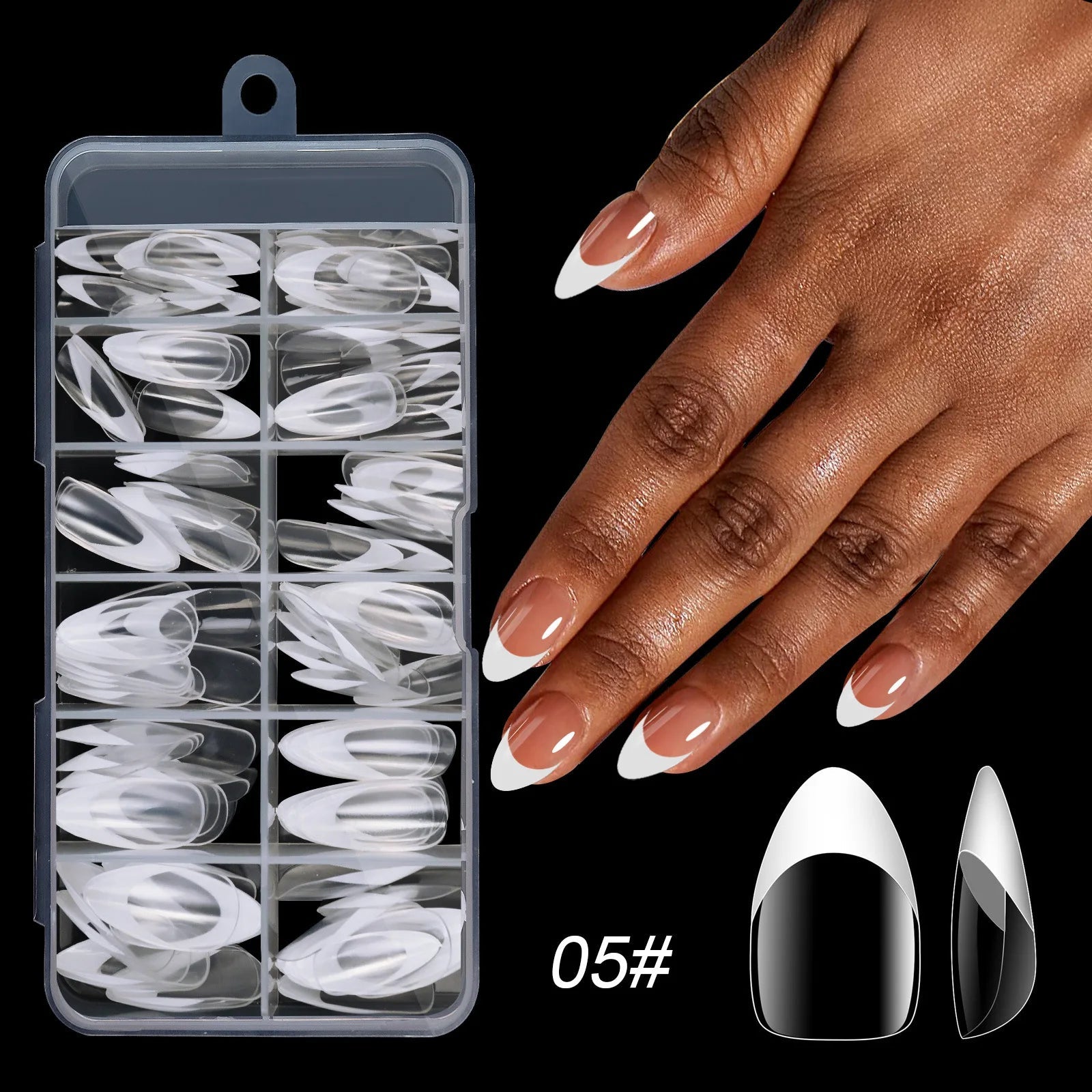 120pcs/box Acrylic French False Nails Medium Length Square Armor Full Cover Nail Tips Can Be Removable Mixed Size Press On Nails - Hands of Hope