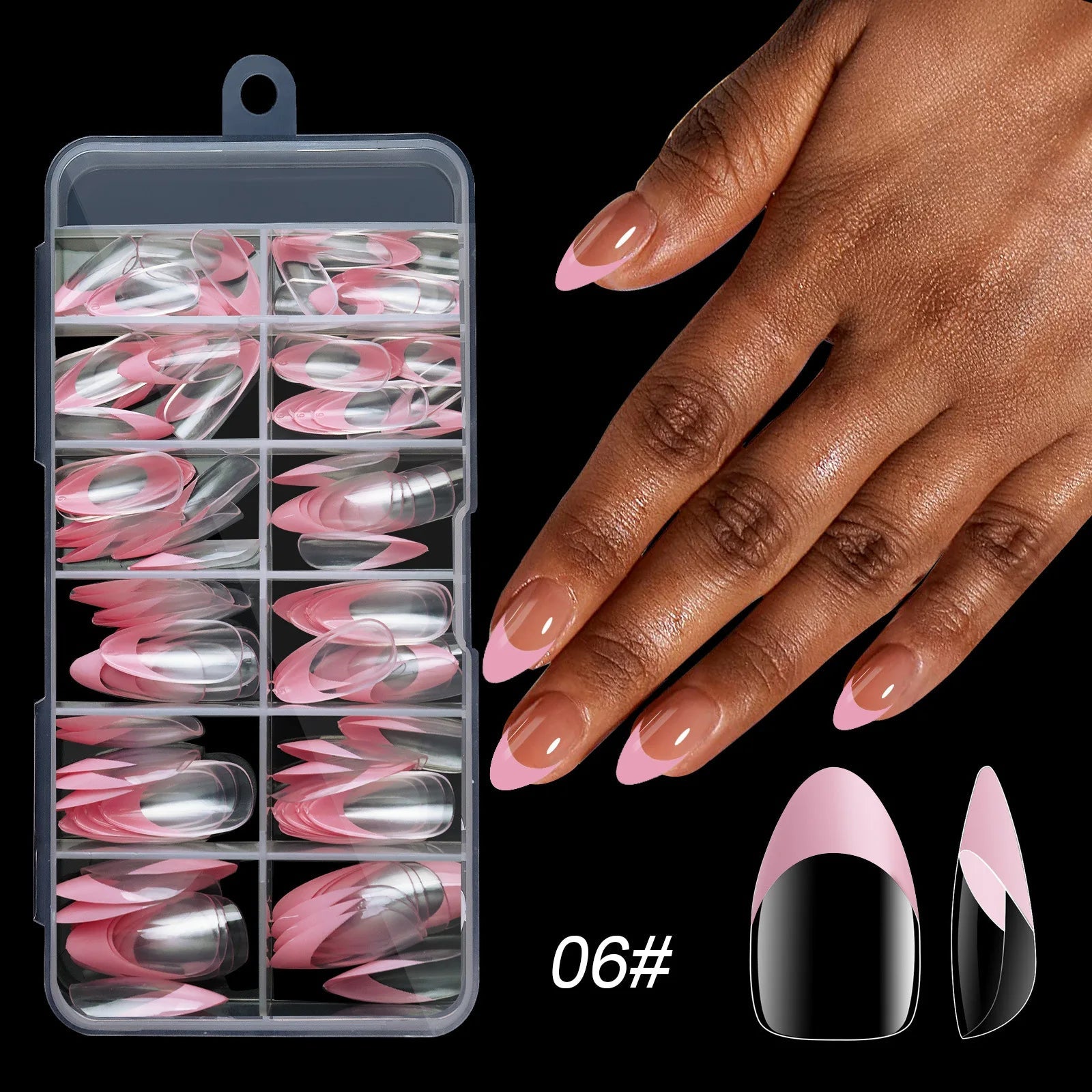 120pcs/box Acrylic French False Nails Medium Length Square Armor Full Cover Nail Tips Can Be Removable Mixed Size Press On Nails - Hands of Hope