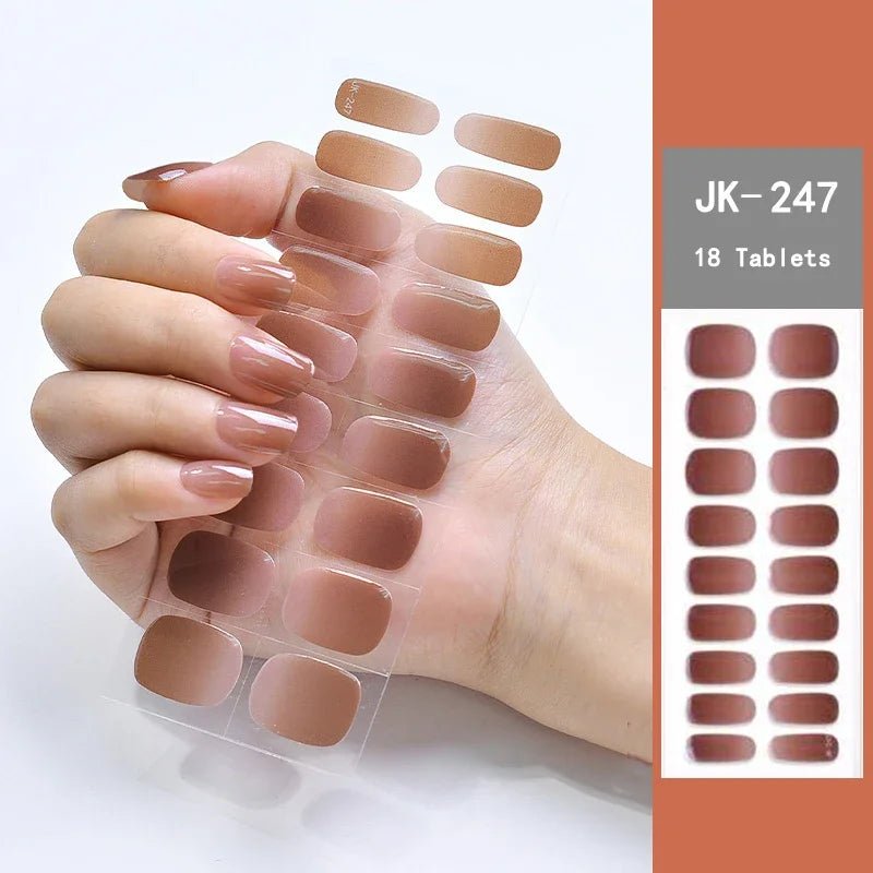 16/18/20Tips Semi - Cured Gel Nail Strips Adhesive Full Cover Stickers for Nails UV Lamp Need Press On Nails Fashion Manicure - Hands of Hope