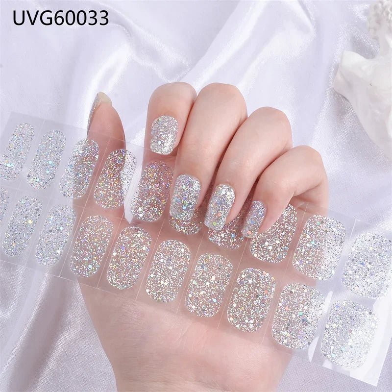 16/18/20Tips Semi - Cured Gel Nail Strips Adhesive Full Cover Stickers for Nails UV Lamp Need Press On Nails Fashion Manicure - Hands of Hope