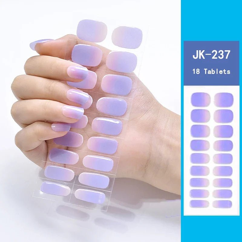 16/18/20Tips Semi - Cured Gel Nail Strips Adhesive Full Cover Stickers for Nails UV Lamp Need Press On Nails Fashion Manicure - Hands of Hope