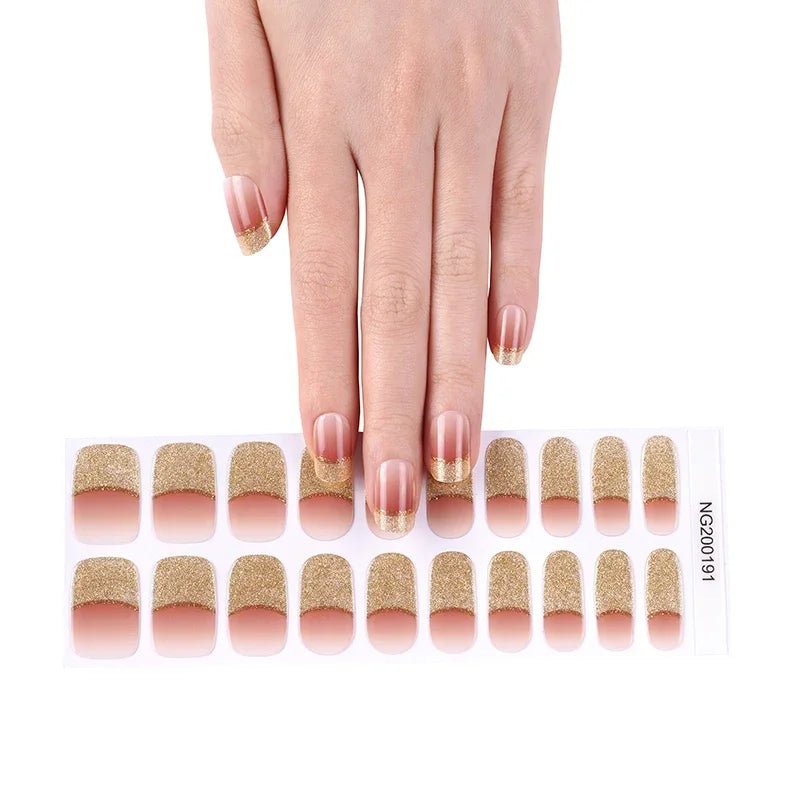 16/18/20Tips Semi - Cured Gel Nail Strips Adhesive Full Cover Stickers for Nails UV Lamp Need Press On Nails Fashion Manicure - Hands of Hope