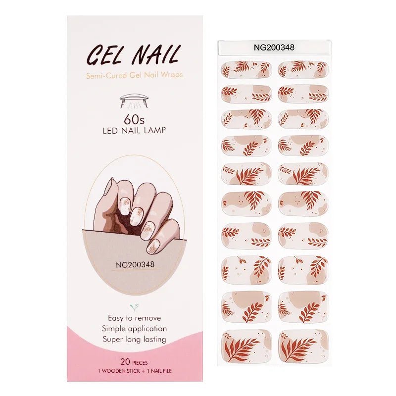 16/18/20Tips Semi - Cured Gel Nail Strips Adhesive Full Cover Stickers for Nails UV Lamp Need Press On Nails Fashion Manicure - Hands of Hope