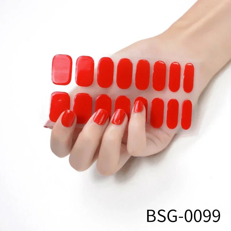 16/18/20Tips Semi - Cured Gel Nail Strips Adhesive Full Cover Stickers for Nails UV Lamp Need Press On Nails Fashion Manicure - Hands of Hope