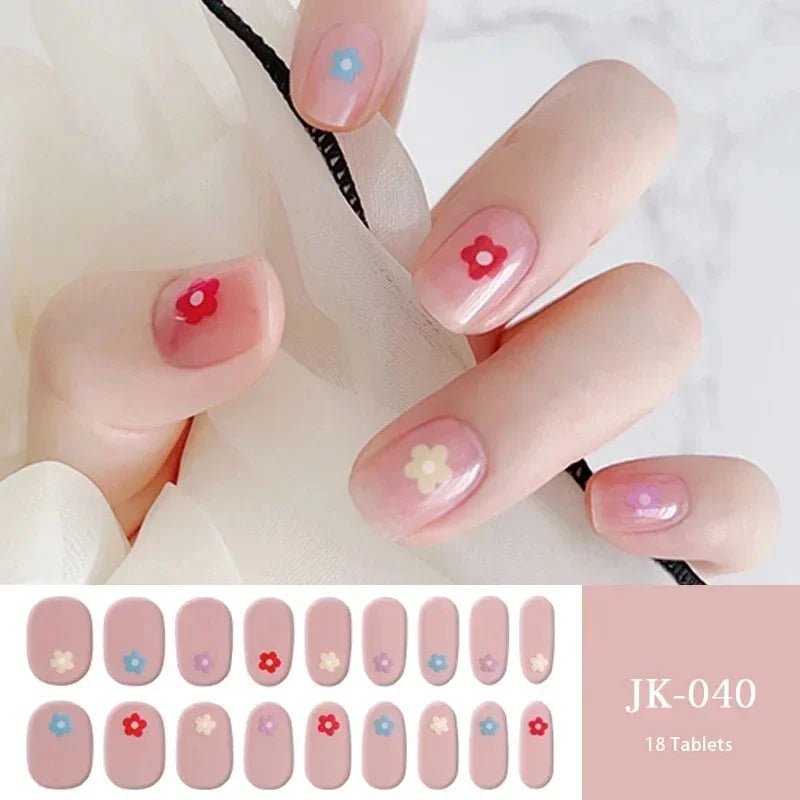 16/18/20Tips Semi - Cured Gel Nail Strips Adhesive Full Cover Stickers for Nails UV Lamp Need Press On Nails Fashion Manicure - Hands of Hope