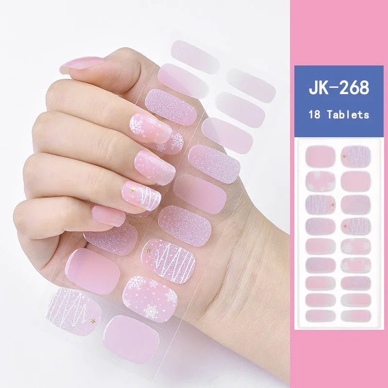 16/18/20Tips Semi - Cured Gel Nail Strips Adhesive Full Cover Stickers for Nails UV Lamp Need Press On Nails Fashion Manicure - Hands of Hope