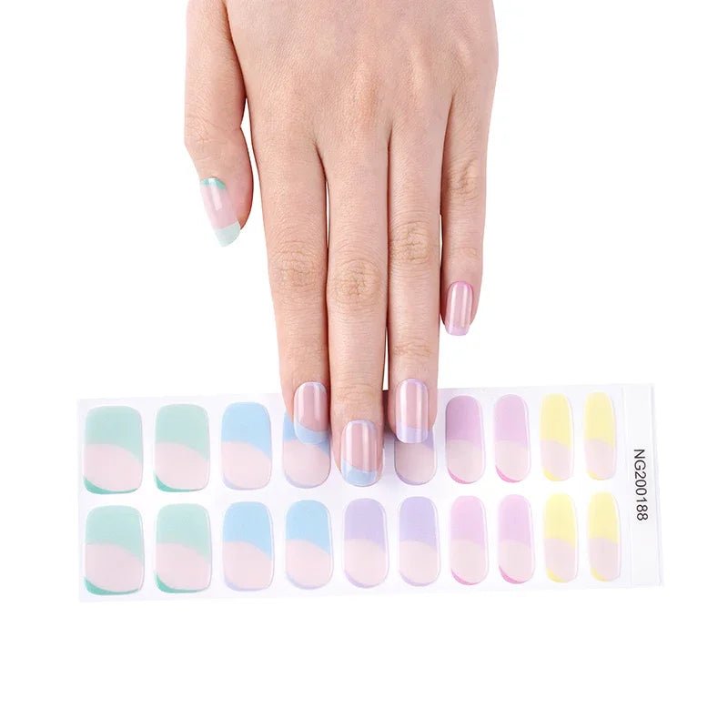 16/18/20Tips Semi - Cured Gel Nail Strips Adhesive Full Cover Stickers for Nails UV Lamp Need Press On Nails Fashion Manicure - Hands of Hope