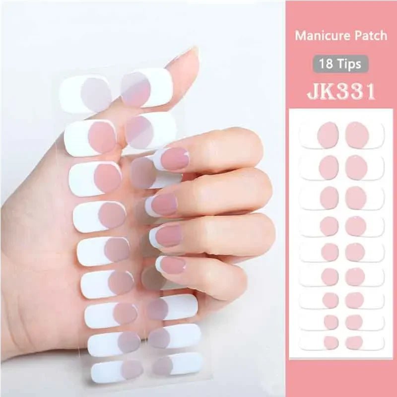 16/18/20Tips Semi - Cured Gel Nail Strips Adhesive Full Cover Stickers for Nails UV Lamp Need Press On Nails Fashion Manicure - Hands of Hope