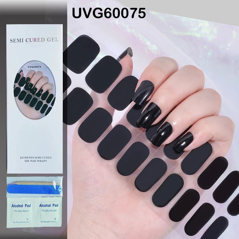 16/18/20Tips Semi - Cured Gel Nail Strips Adhesive Full Cover Stickers for Nails UV Lamp Need Press On Nails Fashion Manicure - Hands of Hope