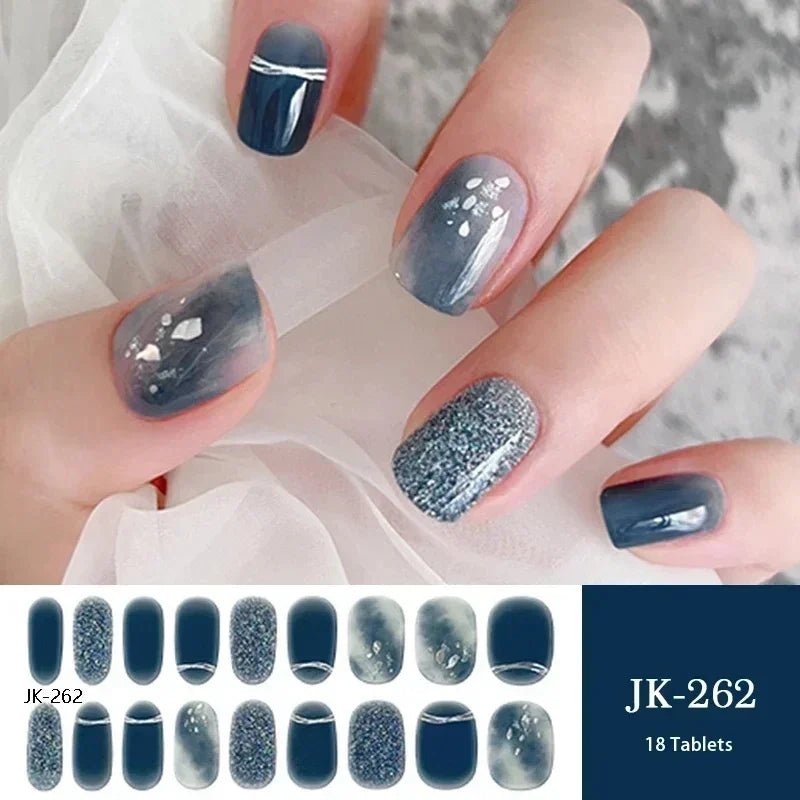 16/18/20Tips Semi - Cured Gel Nail Strips Adhesive Full Cover Stickers for Nails UV Lamp Need Press On Nails Fashion Manicure - Hands of Hope