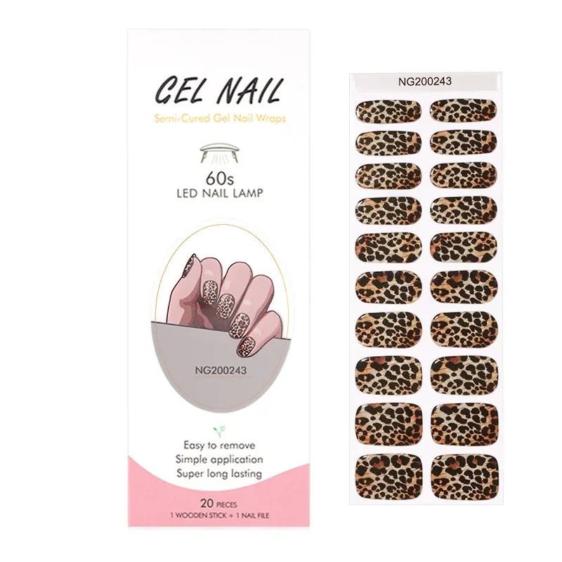 16/18/20Tips Semi - Cured Gel Nail Strips Adhesive Full Cover Stickers for Nails UV Lamp Need Press On Nails Fashion Manicure - Hands of Hope