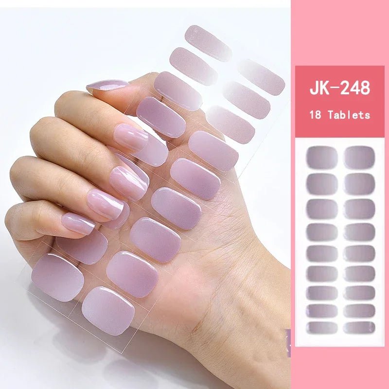 16/18/20Tips Semi - Cured Gel Nail Strips Adhesive Full Cover Stickers for Nails UV Lamp Need Press On Nails Fashion Manicure - Hands of Hope