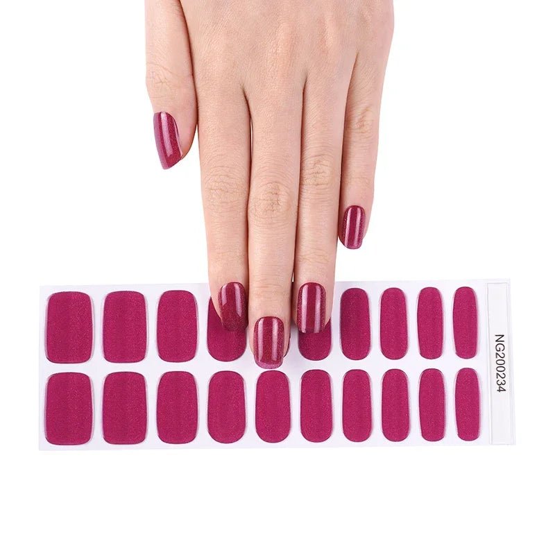 16/18/20Tips Semi - Cured Gel Nail Strips Adhesive Full Cover Stickers for Nails UV Lamp Need Press On Nails Fashion Manicure - Hands of Hope