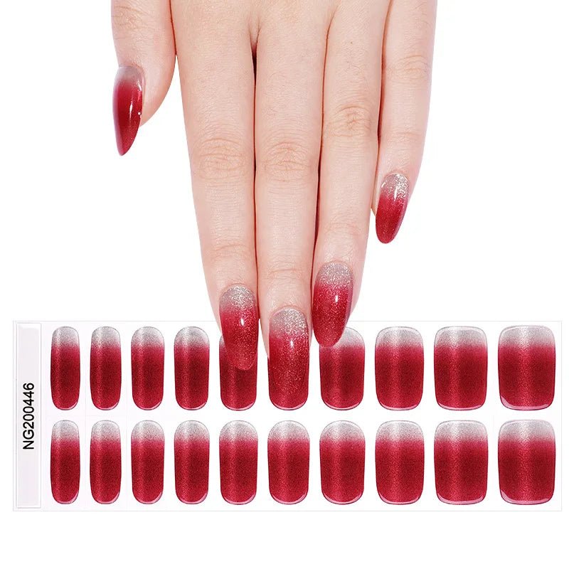 16/18/20Tips Semi - Cured Gel Nail Strips Adhesive Full Cover Stickers for Nails UV Lamp Need Press On Nails Fashion Manicure - Hands of Hope