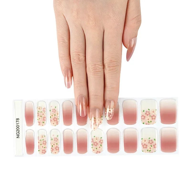 16/18/20Tips Semi - Cured Gel Nail Strips Adhesive Full Cover Stickers for Nails UV Lamp Need Press On Nails Fashion Manicure - Hands of Hope