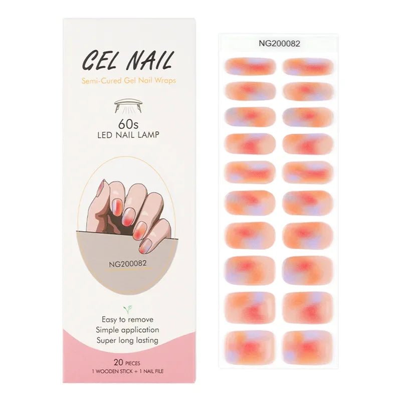 16/18/20Tips Semi - Cured Gel Nail Strips Adhesive Full Cover Stickers for Nails UV Lamp Need Press On Nails Fashion Manicure - Hands of Hope