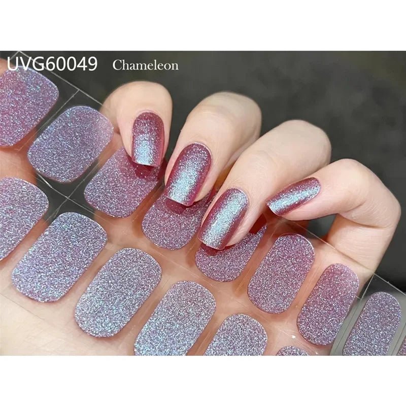 16/18/20Tips Semi - Cured Gel Nail Strips Adhesive Full Cover Stickers for Nails UV Lamp Need Press On Nails Fashion Manicure - Hands of Hope