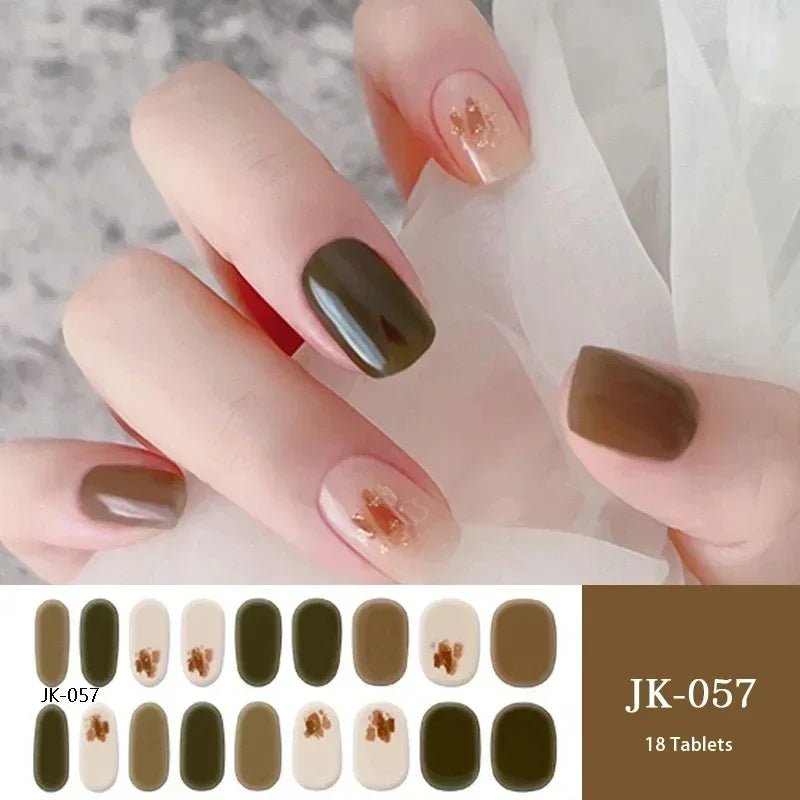 16/18/20Tips Semi - Cured Gel Nail Strips Adhesive Full Cover Stickers for Nails UV Lamp Need Press On Nails Fashion Manicure - Hands of Hope