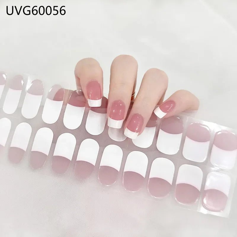 16/18/20Tips Semi - Cured Gel Nail Strips Adhesive Full Cover Stickers for Nails UV Lamp Need Press On Nails Fashion Manicure - Hands of Hope