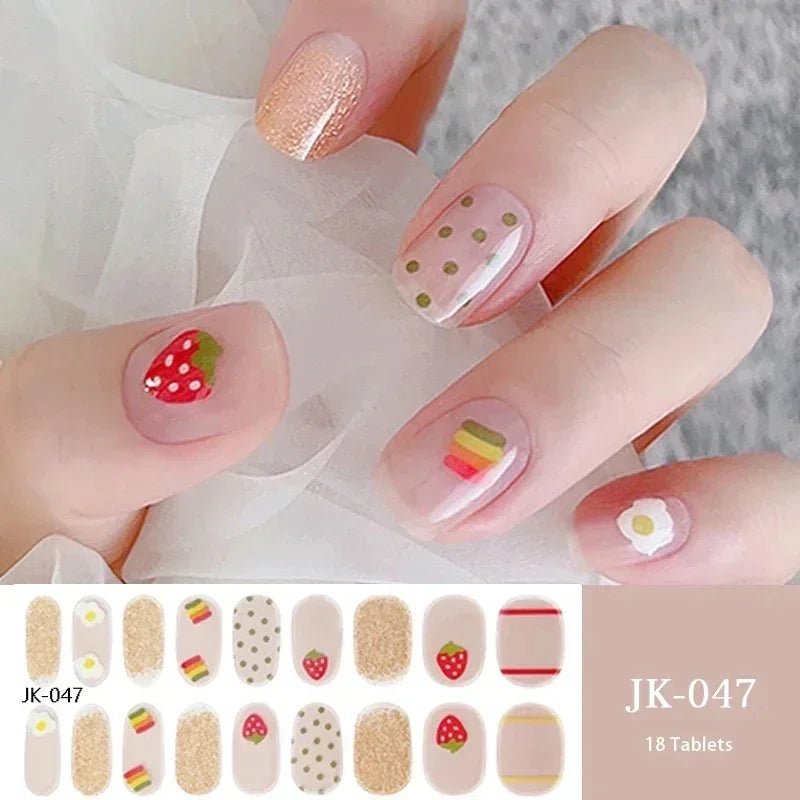 16/18/20Tips Semi - Cured Gel Nail Strips Adhesive Full Cover Stickers for Nails UV Lamp Need Press On Nails Fashion Manicure - Hands of Hope