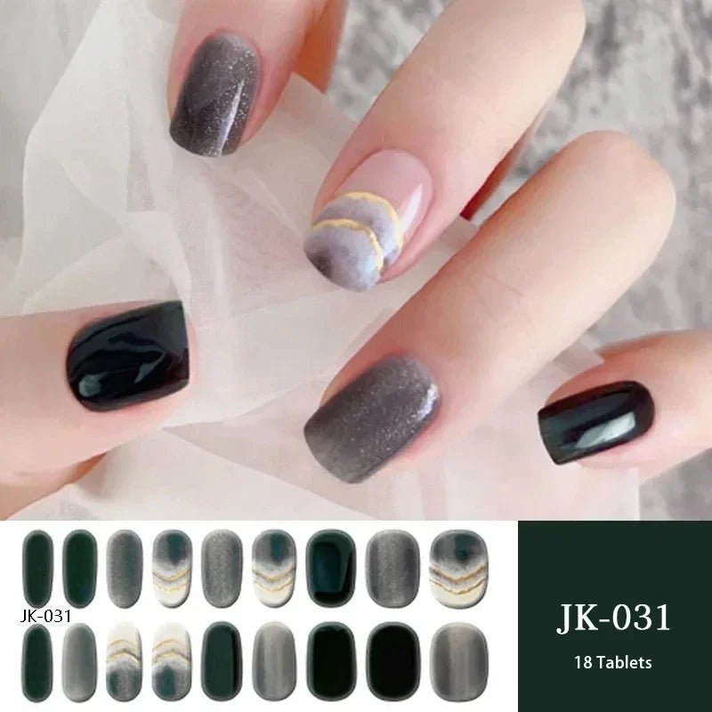 16/18/20Tips Semi - Cured Gel Nail Strips Adhesive Full Cover Stickers for Nails UV Lamp Need Press On Nails Fashion Manicure - Hands of Hope