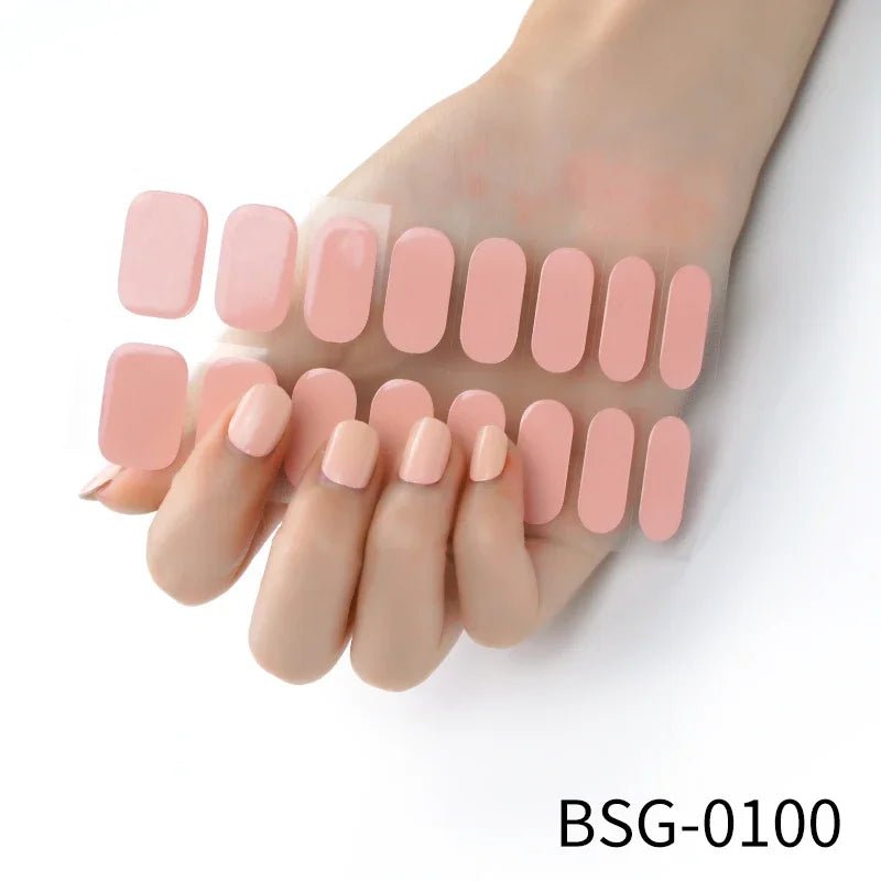 16/18/20Tips Semi - Cured Gel Nail Strips Adhesive Full Cover Stickers for Nails UV Lamp Need Press On Nails Fashion Manicure - Hands of Hope