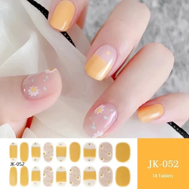 16/18/20Tips Semi - Cured Gel Nail Strips Adhesive Full Cover Stickers for Nails UV Lamp Need Press On Nails Fashion Manicure - Hands of Hope