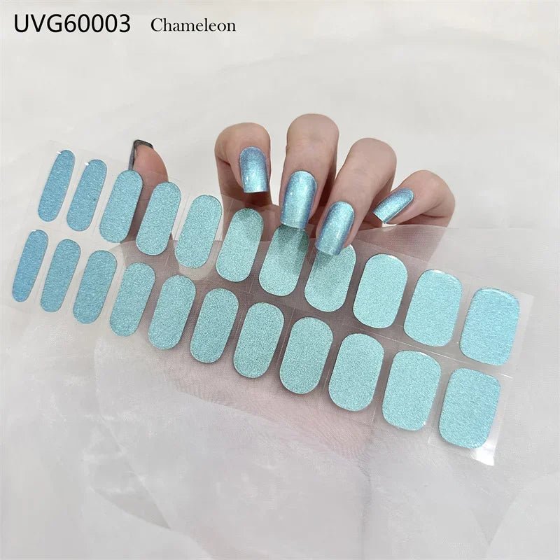 16/18/20Tips Semi - Cured Gel Nail Strips Adhesive Full Cover Stickers for Nails UV Lamp Need Press On Nails Fashion Manicure - Hands of Hope