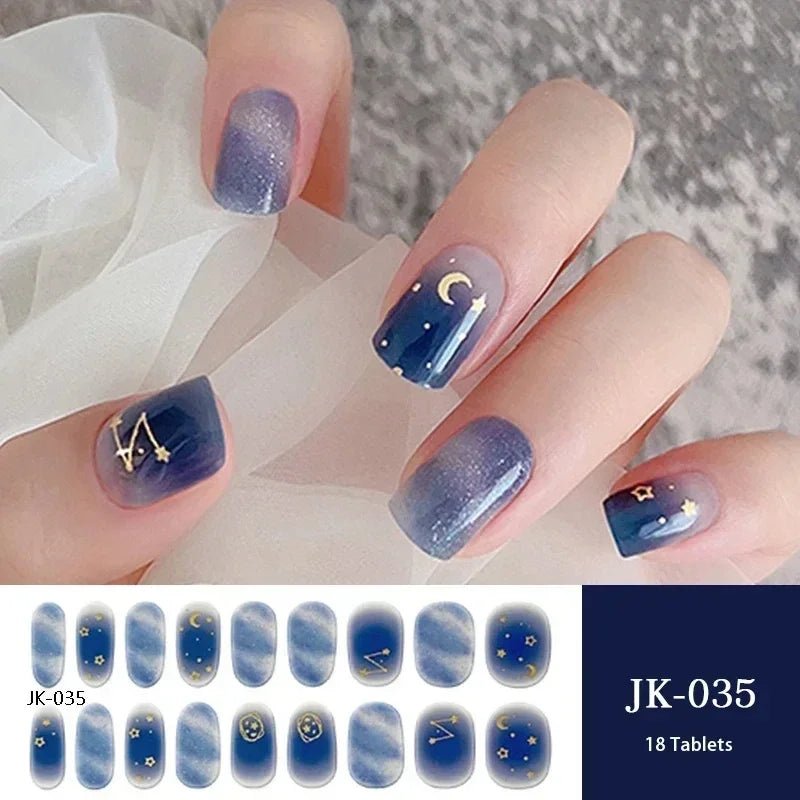 16/18/20Tips Semi - Cured Gel Nail Strips Adhesive Full Cover Stickers for Nails UV Lamp Need Press On Nails Fashion Manicure - Hands of Hope