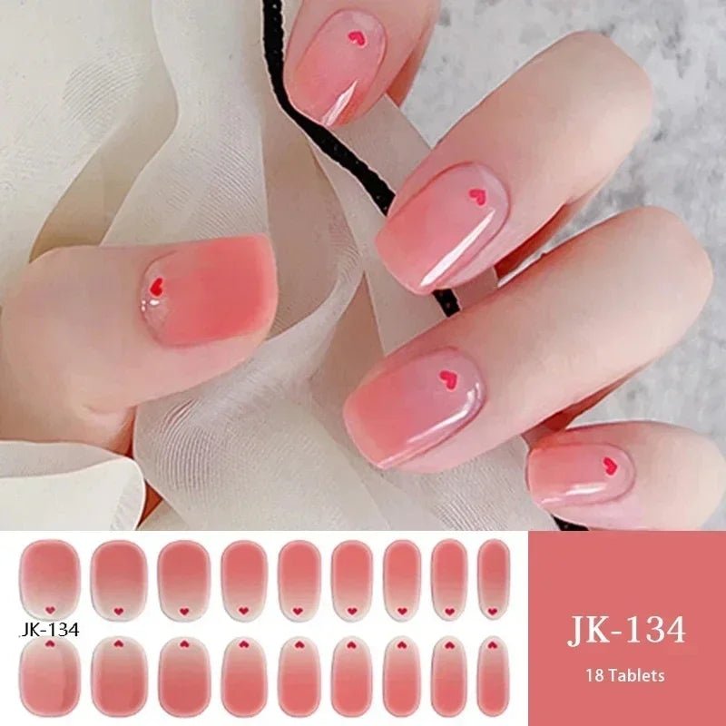 16/18/20Tips Semi - Cured Gel Nail Strips Adhesive Full Cover Stickers for Nails UV Lamp Need Press On Nails Fashion Manicure - Hands of Hope