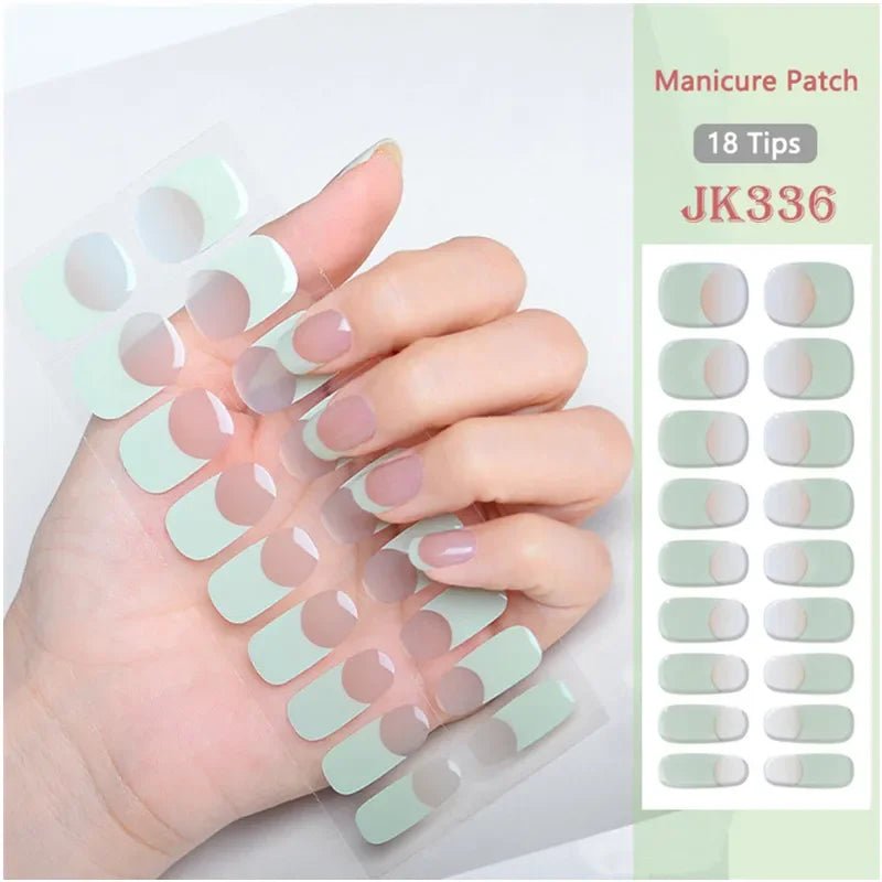 16/18/20Tips Semi - Cured Gel Nail Strips Adhesive Full Cover Stickers for Nails UV Lamp Need Press On Nails Fashion Manicure - Hands of Hope