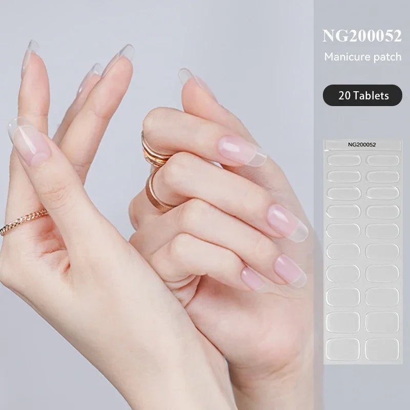 16/18/20Tips Semi - Cured Gel Nail Strips Adhesive Full Cover Stickers for Nails UV Lamp Need Press On Nails Fashion Manicure - Hands of Hope