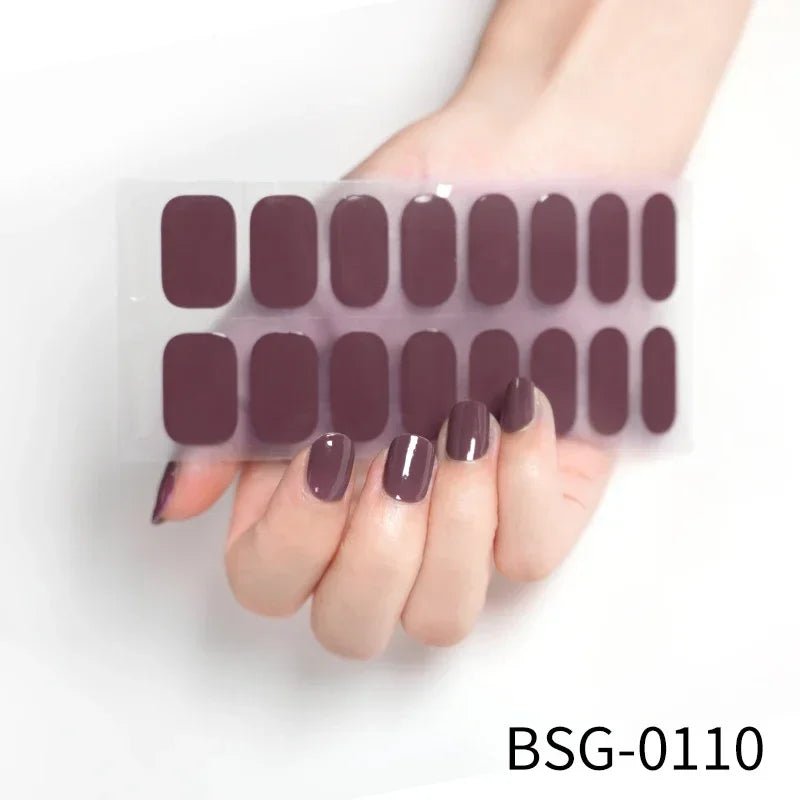 16/18/20Tips Semi - Cured Gel Nail Strips Adhesive Full Cover Stickers for Nails UV Lamp Need Press On Nails Fashion Manicure - Hands of Hope