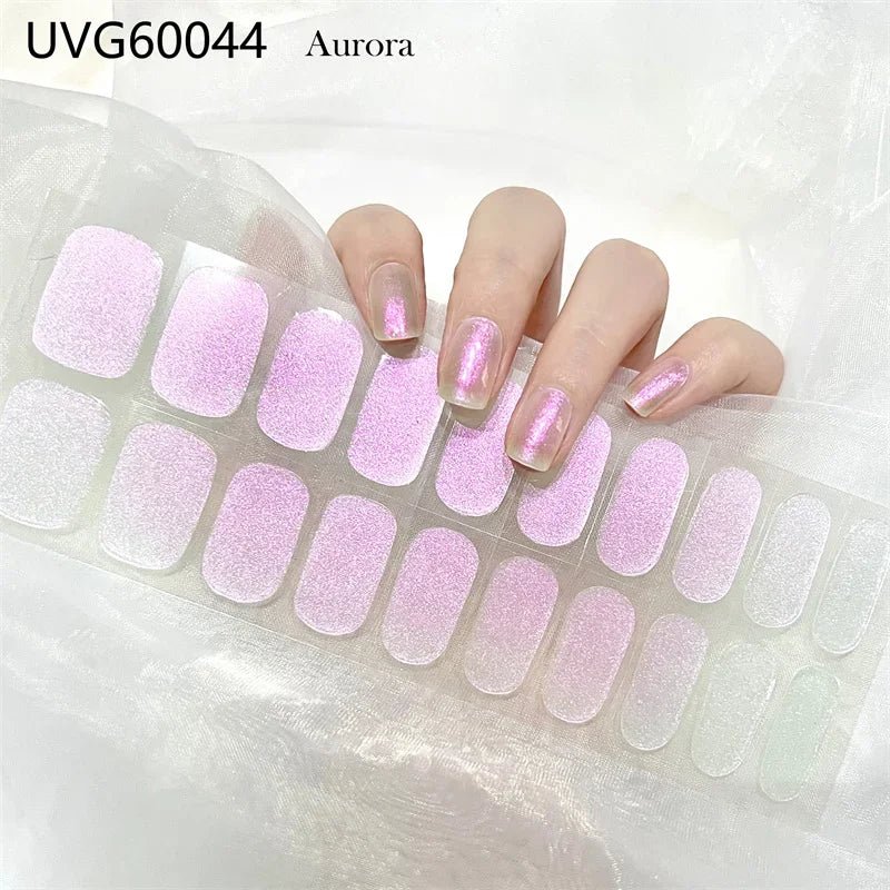 16/18/20Tips Semi - Cured Gel Nail Strips Adhesive Full Cover Stickers for Nails UV Lamp Need Press On Nails Fashion Manicure - Hands of Hope