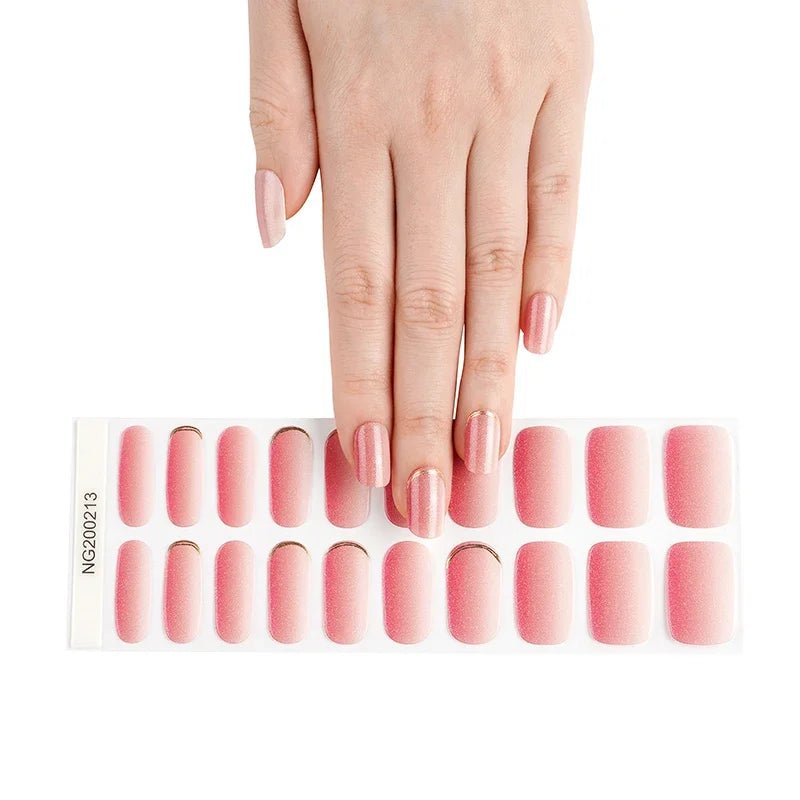 16/18/20Tips Semi - Cured Gel Nail Strips Adhesive Full Cover Stickers for Nails UV Lamp Need Press On Nails Fashion Manicure - Hands of Hope