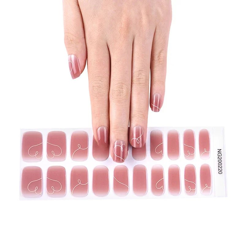16/18/20Tips Semi - Cured Gel Nail Strips Adhesive Full Cover Stickers for Nails UV Lamp Need Press On Nails Fashion Manicure - Hands of Hope