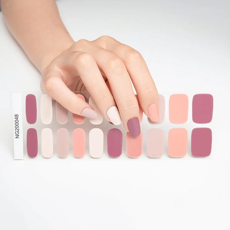 16/18/20Tips Semi - Cured Gel Nail Strips Adhesive Full Cover Stickers for Nails UV Lamp Need Press On Nails Fashion Manicure - Hands of Hope