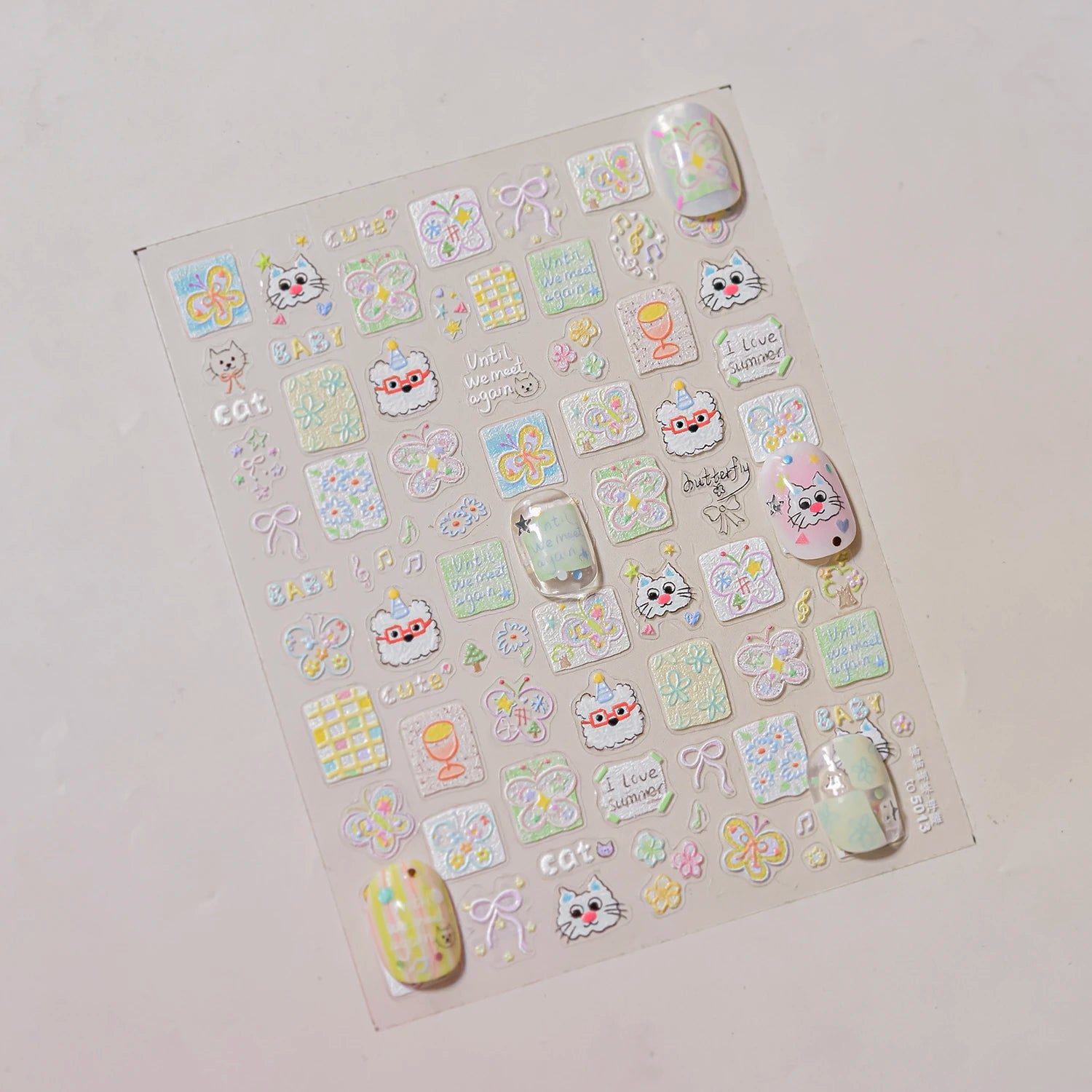 1PCS Boho Style Nail Art Decoration 5D Flowers and Plants Butterflies Relief Stickers Nail Art Supplies Press on Nails - Hands of Hope