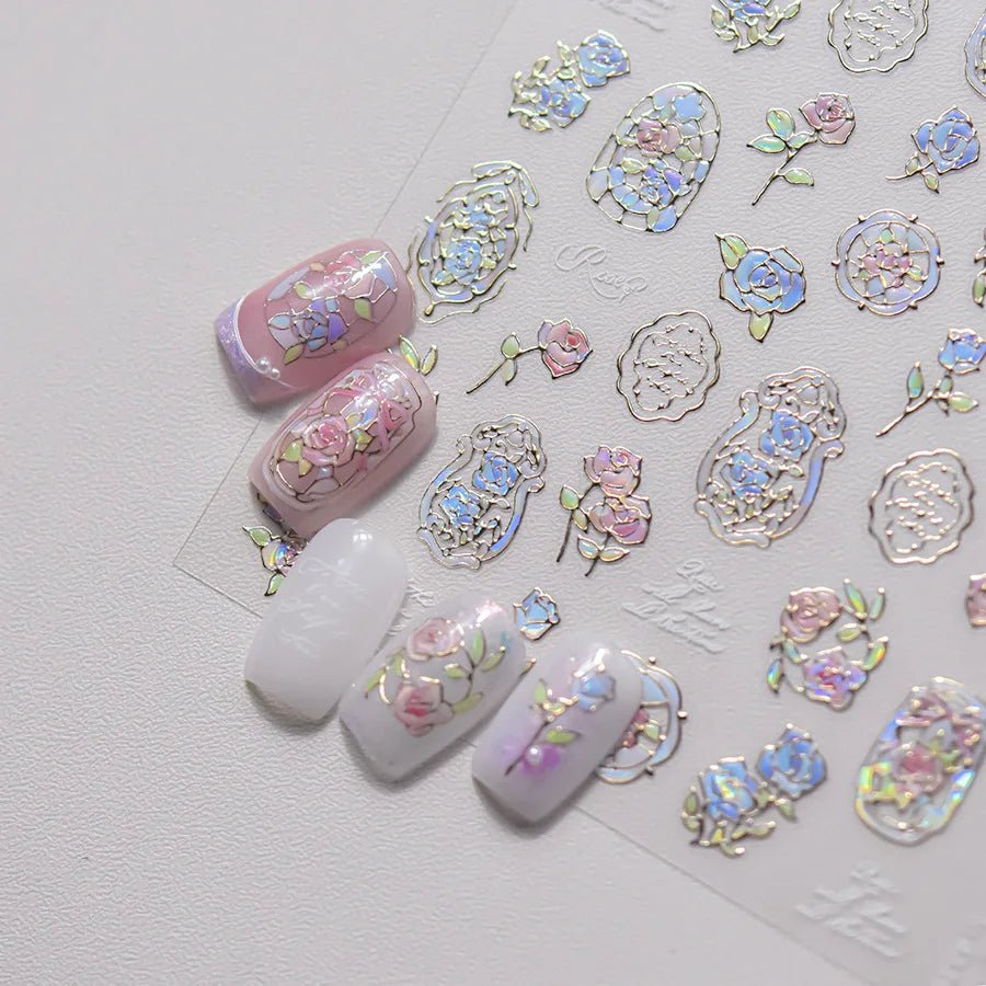 1pcs Dream Flower Window Shell Light Nail Art Stickers Japanese Flower Self Adhesive Stickers Press On Nails Decoration Decals - Hands of Hope