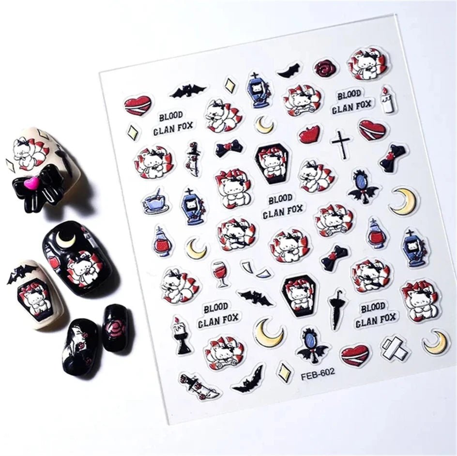 1pcs New 5D Bronzing Punk Heart Moon Nail Art Charms Gothic Star Adhesive Slider Press on Nail Decoration Decals Accessories DIY - Hands of Hope