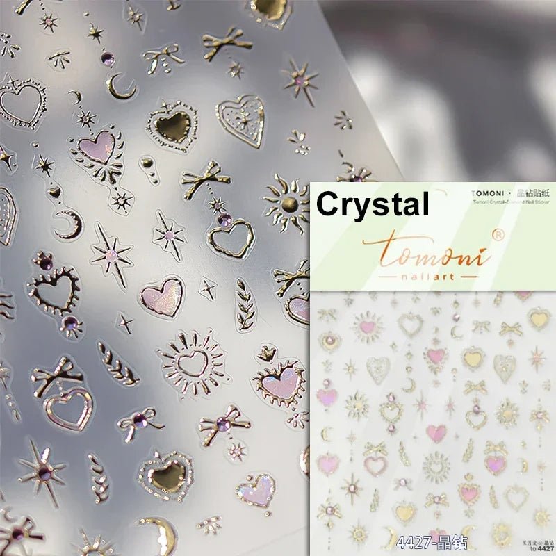 1pcs New 5D Bronzing Punk Heart Moon Nail Art Charms Gothic Star Adhesive Slider Press on Nail Decoration Decals Accessories DIY - Hands of Hope