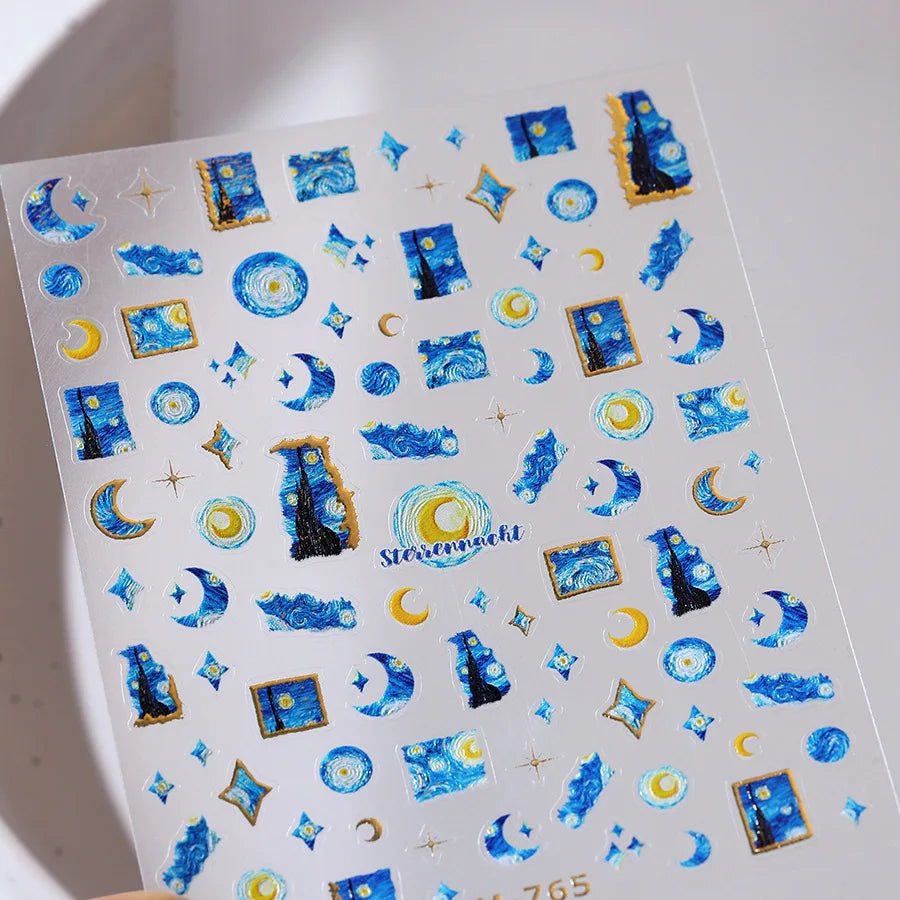 1pcs New 5D Bronzing Punk Heart Moon Nail Art Charms Gothic Star Adhesive Slider Press on Nail Decoration Decals Accessories DIY - Hands of Hope