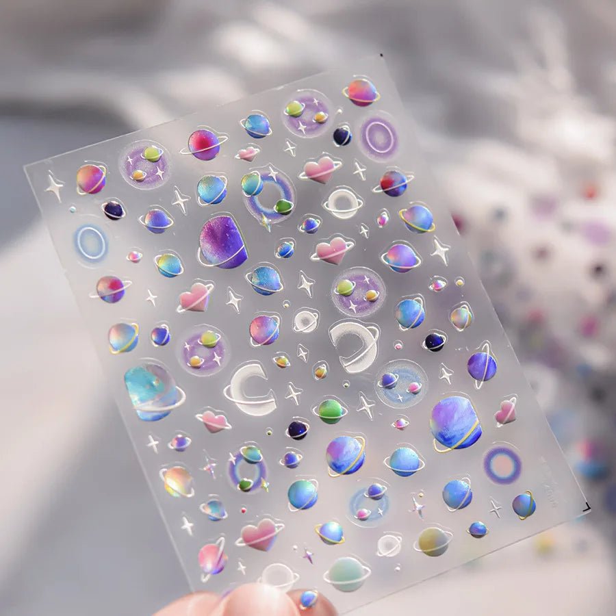 1pcs New 5D Bronzing Punk Heart Moon Nail Art Charms Gothic Star Adhesive Slider Press on Nail Decoration Decals Accessories DIY - Hands of Hope